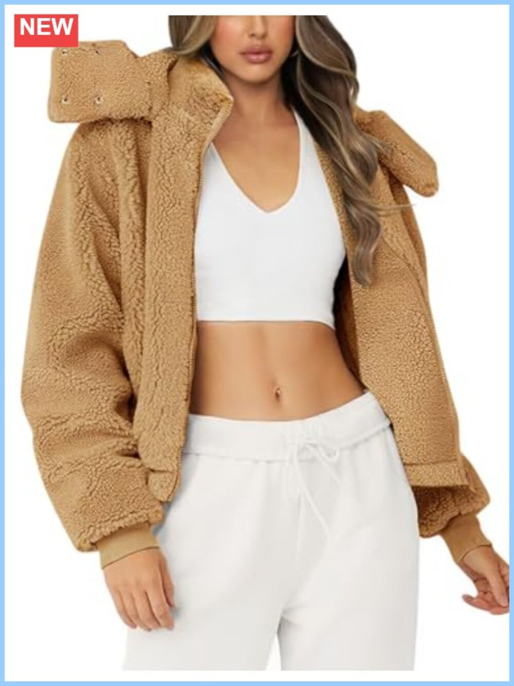 Faux Fur Lined Sherpa Fleece Jacket Full Zip Hooded Warm Winter Coat
